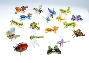 Detailed 3D paper insect puzzles for kids featuring butterflies ants and dragonflies