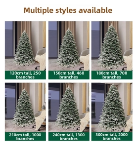 Tableau comparatif des tailles de sapins de Noël enneigés de 120 cm à 300 cm de haut