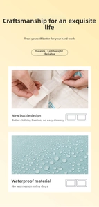 Detail of travel organizer featuring secure buckle closure and waterproof fabric with droplets