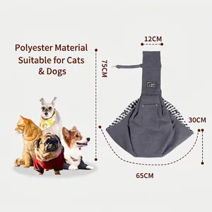 Deep grey polyester pet sling bag for cats and dogs with 7.5kg capacity and size guide