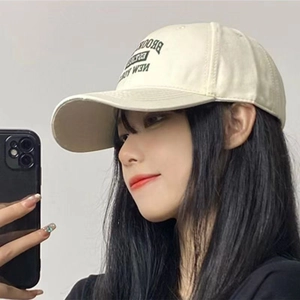 Unisex beige cotton baseball cap with Brooklyn New York letter embroidery on head