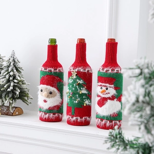 Gestrickte Weihnachts Weinflaschenhüllen Weihnachtsmann Schneemann Tischdeko Champagnerflaschenbeutel Festliche Neuheit