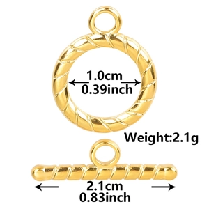 Fermoir à bascule OT en acier inoxydable 304 plaqué or 18k pour bijoux DIY
