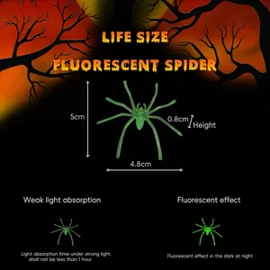 Fluorescent green glow-in-the-dark spider toy for Halloween decorations, 5x4.8cm size