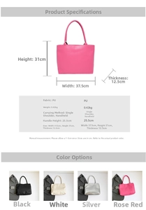 Detailed size specifications and color comparison of the woven leather crossbody tote bag