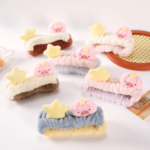 Lot de bandeaux en peluche cochon et étoile en plusieurs coloris pour le visage