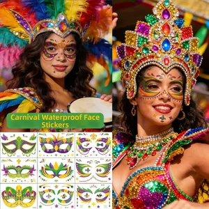 Mardi Gras Karneval Gesicht Temporäre Tattoo Aufkleber Wasserdicht Maske Design Festival Party Makeup Transferpapier Dekoration
