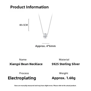 Detail specifications of S925 sterling silver love bean necklace with 40+5cm box chain