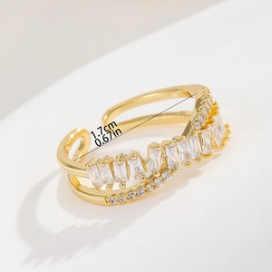 Macro shot of 18K gold plated ring with paved zircons and 1.7cm inner diameter detail