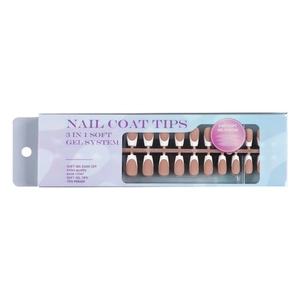 Classic French tip press-on nails with 3-in-1 soft gel system and natural nude base