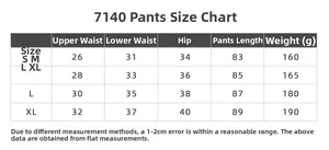 Detaillierte Größentabelle für Sportleggings mit hoher Taille von Größe S bis XL