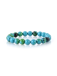 Macro detail of natural turquoise and agate beaded bracelet showing mineral textures