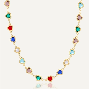 Heart Necklace Copper 18K Gold Plated Multicolor Zircon Elegant Sweet Cool Fashion Jewelry For Women