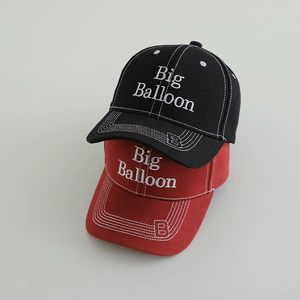 Kids baseball cap with BIG letters embroidery in black and red cotton twill