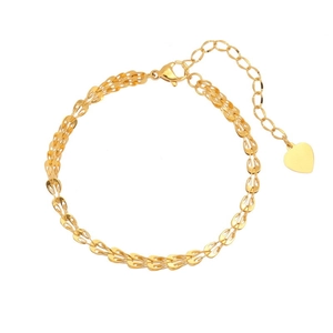 18k gold plated stainless steel phoenix tail chain bracelet with a heart charm dangle