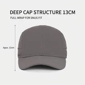 Berretto da baseball grigio scuro a rapida asciugatura con design a 5 pannelli e profondità 13cm