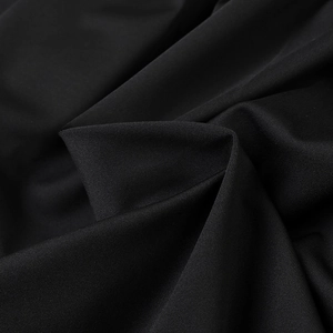Close-up of black metallic fabric texture with fine weave and subtle glossy finish