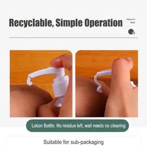 Reusable vacuum pump bottle for lotions and shampoo with clear PET travel friendly design