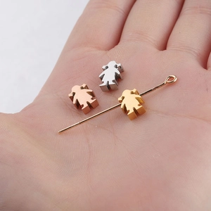 Mirror polished stainless steel girl charms in silver rose gold and gold for DIY jewelry