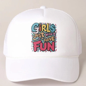 Casquette Trucker Polyester Mesh Respirant Girls Just Want To Have Fun Slogan Imprimé Streetwear Décontracté Solaire