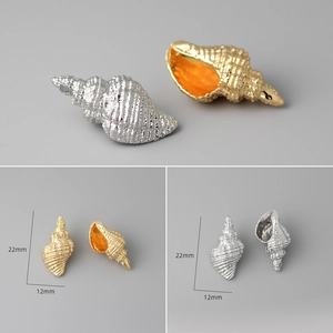 Golden and silver shell charms for DIY jewelry making, size 22mm x 12mm, 18k plated