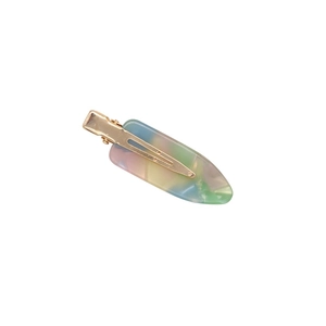 Elegant gradient marble texture acetate hair clip with golden metal duckbill base