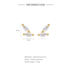 Detail showing 925 sterling silver stud earring dimensions and AAAAA zirconia specifications