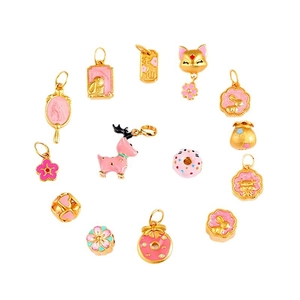 Collection of colorful enamel animal charms featuring fox rabbit and deer designs