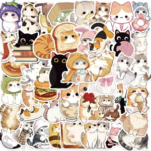 Simpatici Adesivi Gatto Cartone Animato PVC Impermeabile Estetici Animali per Bottiglia d'Acqua Laptop Custodia Cellulare DIY Scrapbooking Decorazione Regalo Bambini
