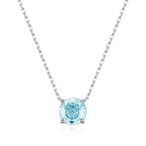 Elegante Halskette aus S925 Silber mit funkelndem hellblauem Schmuckstein im Rosenschliff