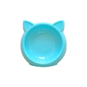Himmelblaue Haustierschale mit Katzenohren und geprägtem Gesicht für kleine Hunde und Katzen