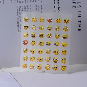 Self-adhesive 5D yellow emoji nail stickers with funny expressions TS-088 design