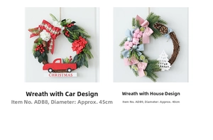 Detailed comparison of rustic Christmas wreaths with car and house wooden signs