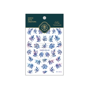 Blue and purple laser floral nail art stickers M-061 with adhesive flower branch designs