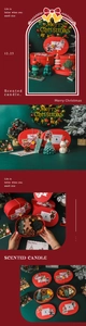 Detailed view of Christmas scented candle gift set with tree and snowman shaped wax