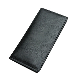 Men Wallet PU Leather Business Long And Short Bifold Card Holder Multi-Slot Retro Solid Color Durable Coin Purse