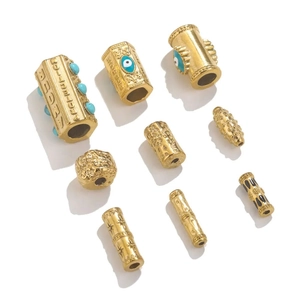 Vintage gold stainless steel bead set with turquoise accents for DIY jewelry making