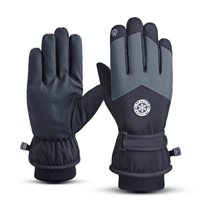 Windproof winter cycling gloves with touch screen fingers and adjustable wrist strap