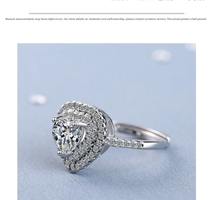 Macro side view of a heart-shaped moissanite ring with a double halo and pave band