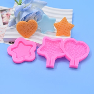 Pink heart and star silicone molds for DIY resin crafts with textured finished products