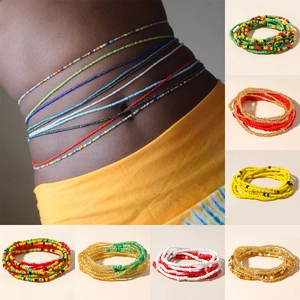 Handmade Bohemian Colorful Seed Bead Waist Chain Women Summer Beach Body Chain Belly Chain Accessory Retro Glass Jewelry