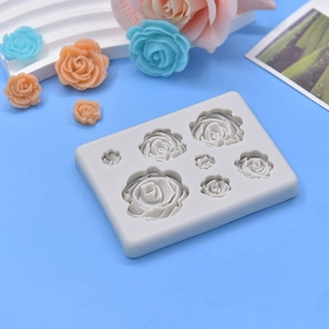 7-cavity rose flower silicone mold for DIY cake baking and handmade soap making crafts
