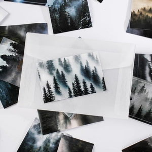 Dark Green Forest themed 30-piece decorative sticker set with translucent envelope