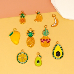Obst Anhänger Legierung Emaille Ananas Avocado Mango Banane Zitrone Für DIY Schmuckherstellung Ohrringe Halskette Armband Niedlicher Cartoon Stil