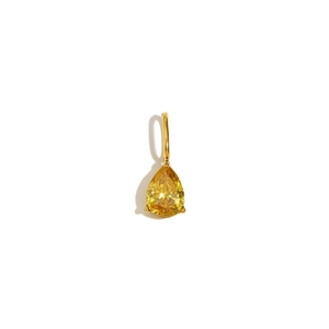 Minimalist 18K gold plated stainless steel teardrop pendant with yellow gemstone