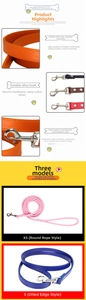 Detail of durable PU leather pet leash set with sturdy alloy hooks and adjustable collar