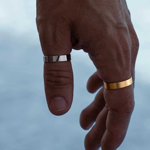 Minimalist adjustable stainless steel rings in gold and silver finish for men