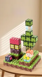 Jeu de construction détaillé avec maison en briques pixel et blocs motif araignée
