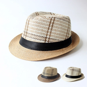 Breathable straw jazz fedora hat with black ribbon band in multiple classic colors