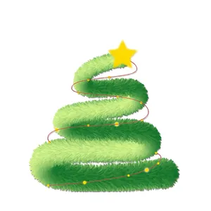 Green spiral Christmas tree window sticker with yellow star and red lights decoration